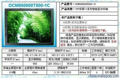【供应肇庆金鹏8寸TFT彩屏(800×600点阵)】价格,厂家,图片,LCD系列产品,肇庆市金鹏实业肇庆总公司-